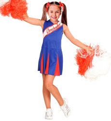 Str�j CHEERLEADERKI niebiesko-czerwony 140cm Str�j cheerleaderki kostium cheerleaderki
