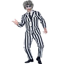 Str�j m�ski na Halloween BEETLEJUICE L kostium czarno bia�y w paski przebranie