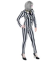 Str�j damski na Halloween BEETLEJUICE S kostium w paski czarno bia�y przebranie