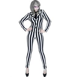 Str�j damski na Halloween BEETLEJUICE L kostium w paski czarno bia�y przebranie