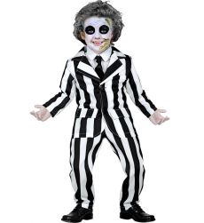 Str�j na Halloween dla ch�opca BEETLEJUICE 128cm kostium w paski przebranie
