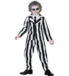 Str�j na Halloween dla ch�opca BEETLEJUICE 128cm kostium w paski przebranie