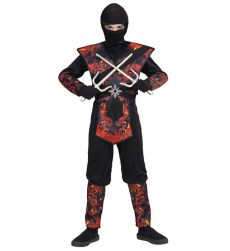 Str�j ninja OGNISTY SMOK 116cm kostium ninja dzieci�cy smok czerwony przebranie karnawa�owe