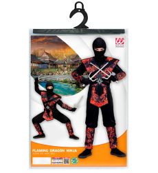 Str�j ninja OGNISTY SMOK 128cm kostium ninja dzieci�cy smok czerwony przebranie karnawa�owe