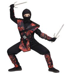 Str�j ninja OGNISTY SMOK 158cm kostium ninja dzieci�cy smok czerwony przebranie karnawa�owe