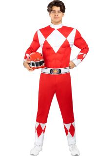 Str�j POWER RANGERS czerwony - M czerwony Power Ranger str�j superbohatera kostium cosplay str�j dla doros�ych