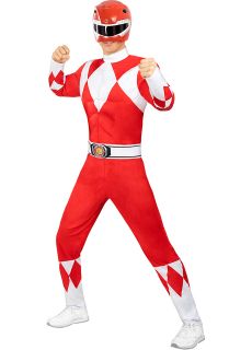 Str�j POWER RANGERS czerwony - M czerwony Power Ranger str�j superbohatera kostium cosplay str�j dla doros�ych