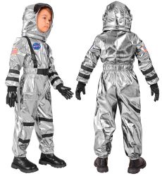 Str�j ASTRONAUTY srebrny 128cm kostium kosmiczny dla dziecka na bal przebiera�c�w