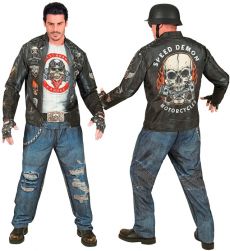 Str�j motocyklisty SPEED DEMON M kostium biker sk�ra czaszka