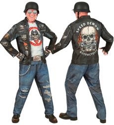 Str�j motocyklisty SPEED DEMON L kostium biker sk�ra czaszka