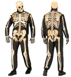 Str�j ko�ciotrupa dla doros�ych M kostium halloween czarny z nadrukiem ko�ci