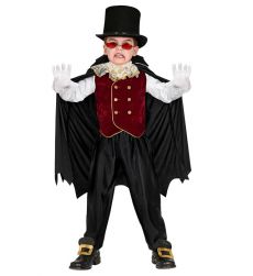 Str�j na Halloween WAMPIREK 128cm kostium dla dziecka z peleryn� i kapeluszem