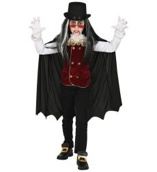 Str�j na Halloween WAMPIREK 140cm kostium dla dziecka z peleryn� i kapeluszem