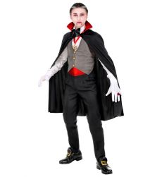 Kostium WAMPIRA dzieci�cy 128cm str�j halloween z peleryn� i kamizelk�