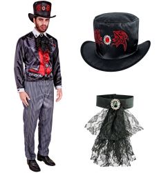 Str�j wampira na Halloween L elegancki kostium czarno czerwony z peleryn�