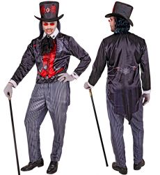 Str�j wampira na Halloween M elegancki kostium czarno czerwony z peleryn�