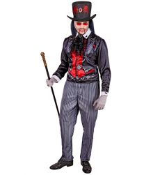 Str�j wampira na Halloween M elegancki kostium czarno czerwony z peleryn�