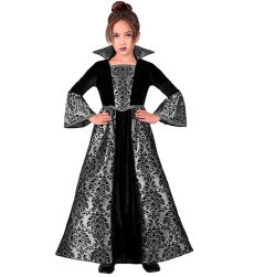 Str�j na Halloween dla dziewczynki KR�LOWA WAMPIR�W 128cm czarna suknia kostium