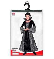 Str�j na Halloween dla dziewczynki KR�LOWA WAMPIR�W 140cm czarna suknia kostium