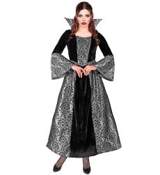 Str�j na Halloween KR�LOWA WAMPIR�W L d�uga czarno srebrna suknia