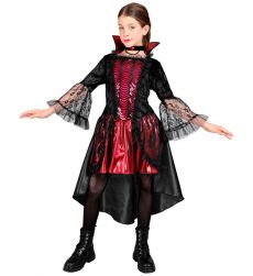 Str�j WAMPIRZYCY dla dziecka 116cm czarno czerwony kostium halloween dziewczynka