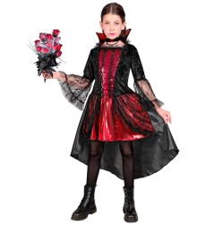 Str�j WAMPIRZYCY dla dziecka 128cm czarno czerwony kostium halloween dziewczynka