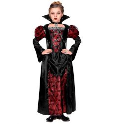 Str�j WAMPIRKI dzieci�cy 128cm czarno czerwony elegancki kostium halloween