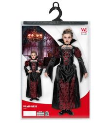 Str�j WAMPIRKI dzieci�cy 158cm czarno czerwony elegancki kostium halloween