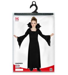 Str�j na Halloween MA�A WAMPIRKA 158cm czarna sukienka z ko�nierzem nietoperza