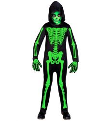 Str�j SZKIELET zielony 128cm kostium halloween z zielonym nadrukiem ko�ci