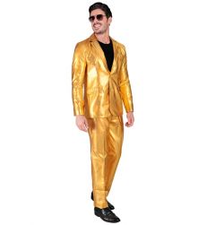 Str�j karnawa�owy Z�OTY GARNITUR S elegancki b�yszcz�cy kostium m�ski