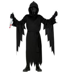 Dzieci�cy str�j na Halloween KOSTUCHA 158cm kostium czarna szata z kapturem