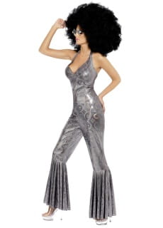 Str�j w stylu lat 70 DISCO DIVA srebrny - M