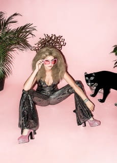 Str�j w stylu lat 70 DISCO DIVA srebrny - M