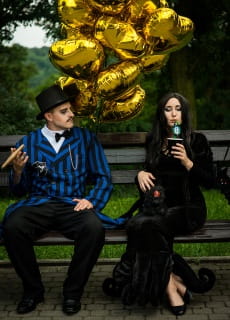Strj czarownicy MORTICIA strj na Halloween - L