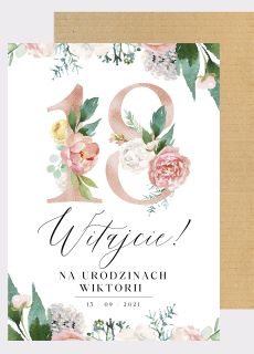 Personalizowana tablica powitalna na 18 urodziny KWIATY dekoracja na urodziny tablica go�ci