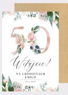 Tablica powitalna na 50 urodziny KWIATY personalizowana