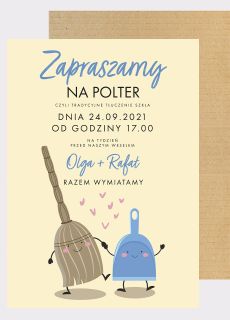 Tablica powitalna dla goci ZAPROSZENIE NA POLTER razem wymiatamy