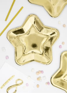 Talerzyki papierowe gold GWIAZDKA zote 18cm (6szt.)