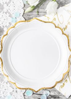 Talerzyki jednorazowe ELEGANCKIE ze z�otym brzegiem 18cm (6szt.) talerzyki papierowe jednorazowe talerzyki