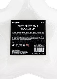 Talerzyki jednorazowe srebrne GWIAZDKA 23cm (6szt.)