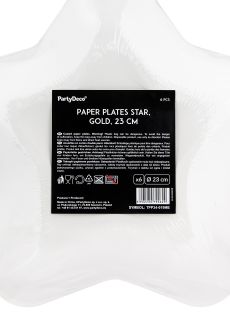 Talerzyki jednorazowe z�ote GWIAZDKA 23cm (6szt.)