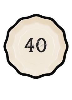 Talerzyki na 40 urodziny HELLO 40 (6szt.) talerzyki urodzinowe talerzyki papierowe na 40 urodziny