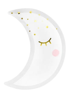 Talerzyki papierowe na baby shower chrzest roczek KSIʯYC (6szt.)