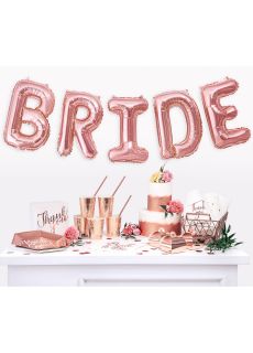 Talerzyki papierowe na wiecz�r panie�ski BRIDE SQUAD r�owe z�oto 23cm (6szt.)