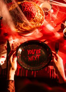 Halloweenowe talerzyki papierowe YOU'RE NEXT