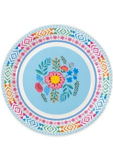 Talerzyki jednorazowe w stylu BOHO FLORAL 23cm (12szt.)