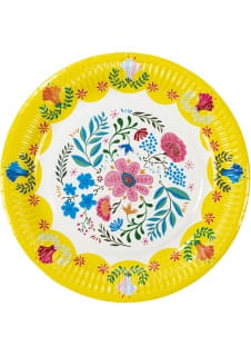 Talerzyki jednorazowe w stylu BOHO FLORAL 23cm (12szt.)