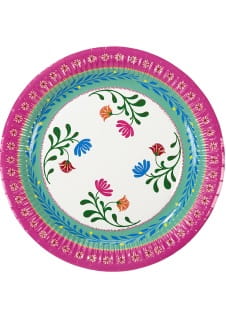 Talerzyki jednorazowe w stylu BOHO FLORAL 23cm (12szt.)