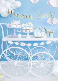 Talerzyki papierowe na baby shower chrzest roczek KSIʯYC (6szt.)